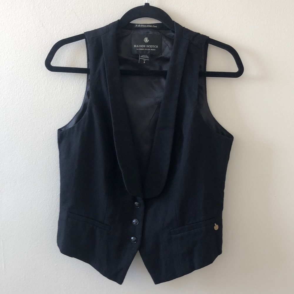 Maison Scotch wool vest with skull and crossbones buttons